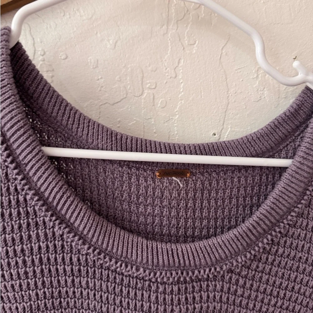FREE PEOPLE Moonshine Cold Shoulder Waffle Sweater Purple sz S